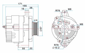 Máy Phát Điện Ô Tô 14V/80A Daewoo Cielo Cho SHB 10479816 96341300 - Product Image 2