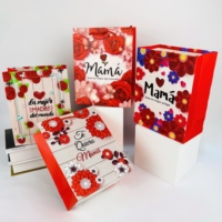 Großhandel Muttertags-Geschenktüten Spanisches Mama-Design Blumendruck Mit Seilgriffen für Mutter Geburtstag Feiertagsgeschenk