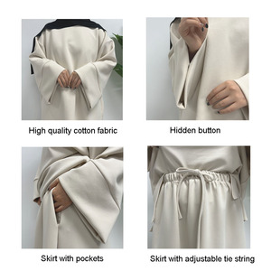 Set Coordinato in Maglia da <span class=keywords><strong>Donna</strong></span> Gonna Musulmana in Cotone Invernale 2 Pezzi <span class=keywords><strong>Abaya</strong></span> con Bottone Modesto Arabo Islamico Nuovo Ingrosso Eid <span class=keywords><strong>Abaya</strong></span> Tinta Unita - Product Image 4