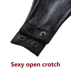 Lingerie féminine sexy à col licou sans manches, style euro-américain transfrontalier, en PU Spandex doux mat, avec fermeture à scratch et entrejambe ouvert - Product Image 2