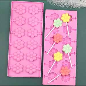 Stampo lecca-lecca in Silicone dodici cavità a forma di fiore caramella stampo di cioccolato strumento di cottura per <span class=keywords><strong>dolci</strong></span> fai da te - Product Image 4