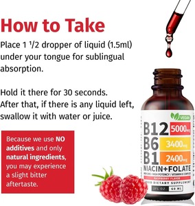 Vitamina <span class=keywords><strong>B</strong></span> complessi gocce liquide integratori complessi vitamina B1 B3 B6 B12 supplemento supporto metabolismo vitamine