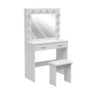 Bedroom Furniture Set Dresser Make Up Vanity LED Makeup Dressing Table With Lighted Mirror