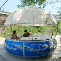 Bateau Donut BBQ flottant sur l'eau, restaurant flottant, épaisseur LLDPE, bateau électrique, capacité 6-8 personnes, bateau à pédales électrique flottant