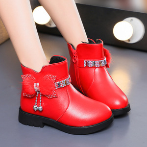 Botas de Neve de Salto Alto com Glitter para Meninas, Impermeáveis e Antiderrapantes, Tamanhos 7-12 Anos, Atacado Popular Rosa - Product Image 1