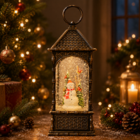 Lanterne LED à eau de Noël avec scène de bonhomme de neige en cristal scintillant pour la décoration de la maison et les cadeaux