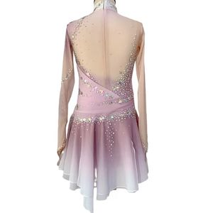 Robe de <span class=keywords><strong>danse</strong></span> de patinage artistique pour filles vêtements de performance de patinage sur glace pour compétition Ballet strass rose dégradé Costumes - Product Image 2