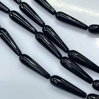 Perles de pierres précieuses noires naturelles à la mode, perles d'onyx en forme de larme, perles d'agate pour bijoux 8x30mm 1938964