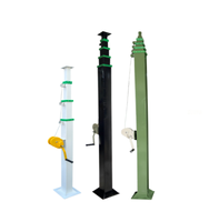 Mât télescopique carré manuel 5m 7m 10m avec treuil anti-torsion pour antenne, caméra CCTV et éclairage d'urgence