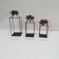 Ensemble de 3 lanternes en métal durables et écologiques faites à la main, support de bougie en fer vintage, support de plante de table, décoration de Noël pour la maison et le jardin