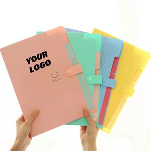 A4 Multi-Layer <b>Folder</b> <b>File</b> Bag Candy Color Five Grid Organ Bags Large Capacity Simple PP Material Multifunction Promotional - Product Image 2