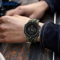 Montre de sport pour homme SMAEL 1915MC, bracelet camouflage, affichage LED lumineux, alarme numérique, chronographe, résistance à l'eau 50 bars