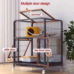 Jaulas <span class=keywords><strong>para</strong></span> Gatos de Acero Inoxidable, Grandes, Metálicas, <span class=keywords><strong>para</strong></span> Interiores, Varios Modelos, con Ruedas y <span class=keywords><strong>Bandeja</strong></span>, Venta al Por Mayor - Product Image 2