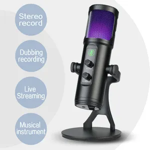 New Cardioid Unidirectional Wired Gaming Headphone USB RGB Studio Recording Condenser Microphone For Podcast Computer Singing