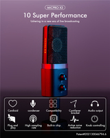 Ayarlanabilir X3 USB Kondenser Mikrofon, Metal ve ABS Kolu ve Ses Kontrolü ile Özel Tasarım, Kayıt, Oyun ve Podcast Çekimleri için