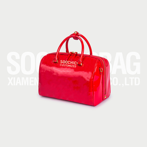 Sac à main <span class=keywords><strong>Soochic</strong></span>, sac bowling pour femme en cuir verni rouge avec logo métallique personnalisé, sac Boston, sacs à main, sacs à bandoulière, porte-monnaie - Product Image 1