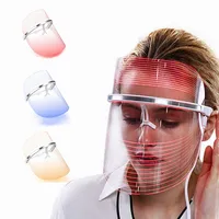 Máscara de led para terapia de beleza pdt, máscara para endurecimento da pele do pescoço facial, terapia com luz vermelha, 3 cores 2022