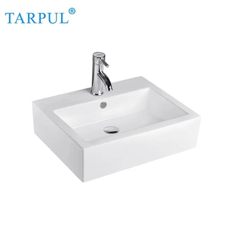 TARPUL Factory Price Small Size Bathroom Above Counter Ceramic Hand Washbasin Basin Sink for Hotel Project