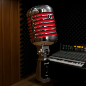 Micrófono Dinámico Vintage Score XLR Rojo para Grabación en Estudio, Micrófono Retro Unidireccional con Soporte Metálico - Product Image 2