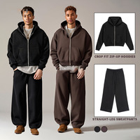 Ensemble de survêtements personnalisés pour hommes : Essentiels streetwear, vêtements à fermeture éclair, survêtement, pantalon de survêtement et sweat à capuche