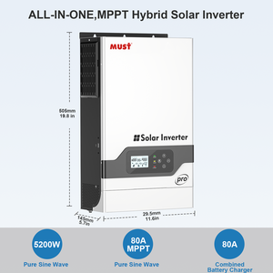 MUST <span class=keywords><strong>PV1800</strong></span> PRO Onduleur solaire haute fréquence 5 kW 3 kW avec contrôleur de charge MPPT 80 A - Product Image 4
