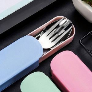 Ensemble de couverts portables trois pièces en acier inoxydable 304 et plastique, avec logo personnalisé, pour l'extérieur (cuillère, fourchette, baguettes), cadeau promotionnel - Product Image 2