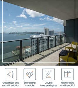 الحديث الأسود إطار ألومنيوم مزدوج مغلفة جسر زجاج درابزين الدرابزينات درابزون السلالم درابزين شرفة الدرج - Product Image 2