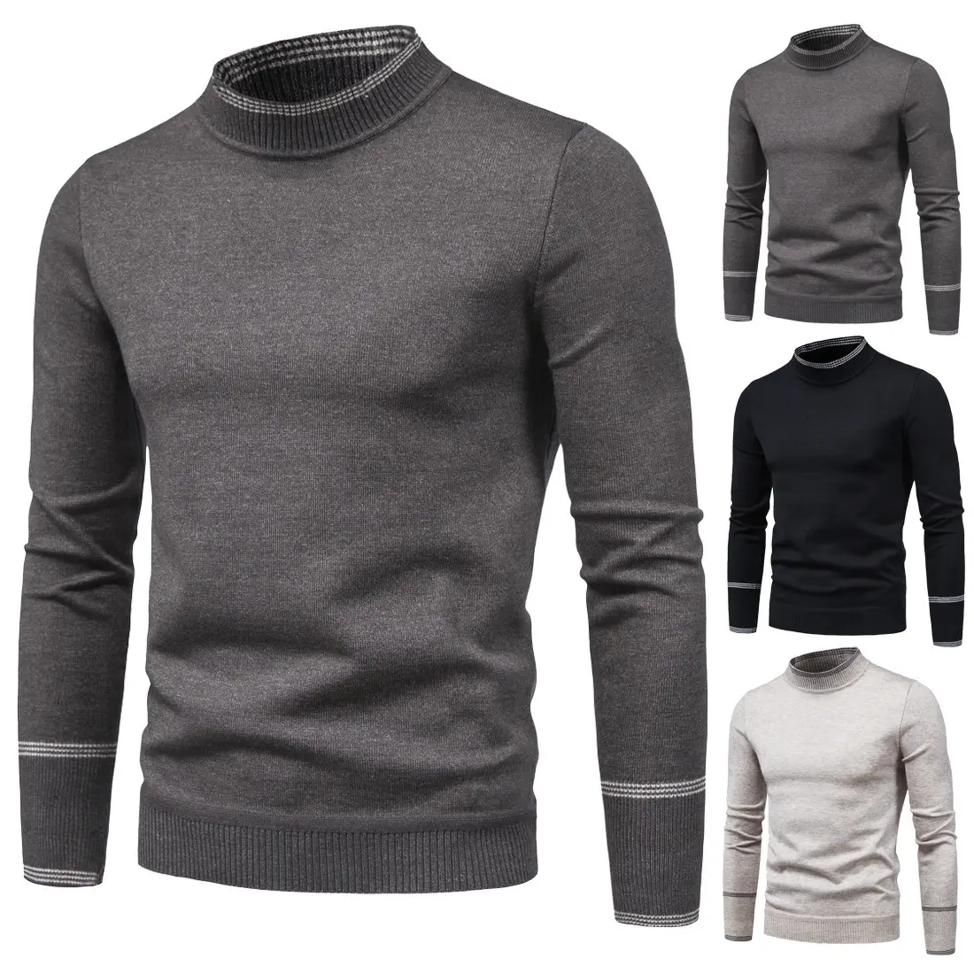 Outdoor branded oversized base shirts winter wool custom turtle neck plus size knitted full size christmas luxury mens sweaters