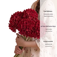 Bouquet d'hortensias artificiels rose poudré style INS, décoration florale pour arrière-plan de scène de mariage et allée centrale