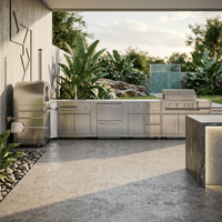 Cuisine extérieure modulaire en acier inoxydable personnalisée avec distributeur de bière à 3 robinets Kegerator, antirouille, cuisine de jardin extérieure