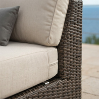 Canapé d'extérieur modulaire en rotin PE, résistant aux intempéries et aux UV, style ferme du milieu du siècle, pour jardin, cour et parc