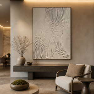Vendita Diretta dalla Fabbrica: <span class=keywords><strong>Moderno</strong></span> <span class=keywords><strong>Quadro</strong></span> Astratto Minimalista Beige 3D con Texture, Grande Decorazione Murale Neutra per Casa - Product Image 1