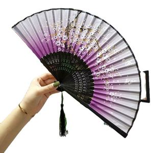 วัสดุไม้ไผ่พับด้วยมือสำหรับงานแต่งงานพิมพ์ลายผ้าไหมทาสีตามสั่ง - Product Image 5