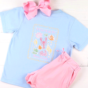 GLP3790 Conjunto de Ropa de Verano para Niña, Personalizado con Bordado de Cumpleaños, Color Rosa, Venta al por Mayor, Ropa Infantil de Manga Corta - Product Image 5