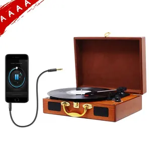Pemutar rekaman Bluetooth meja putar koper portabel grosir untuk meja putar vinil dengan speaker bawaan tocadico