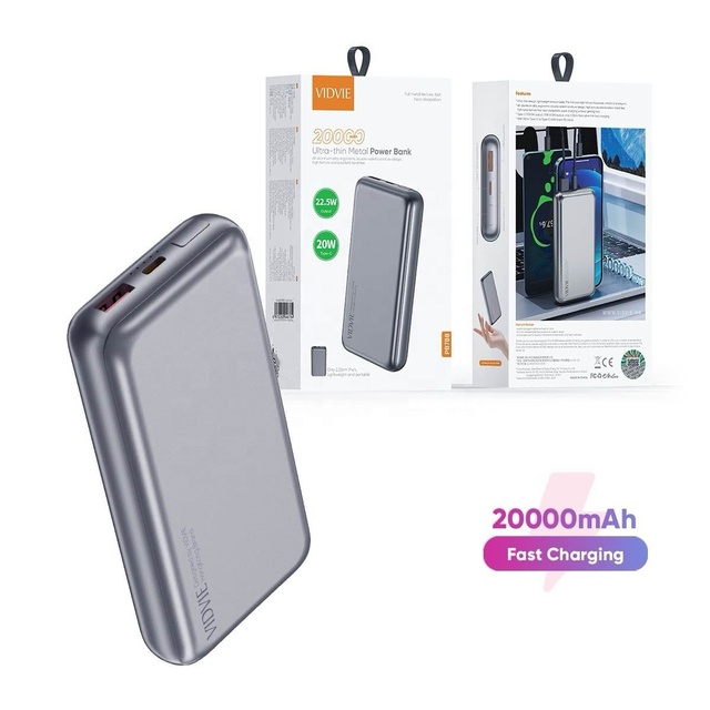 Vidvie Outdoor High-Capacity Portable Dual Output Powerbank 20000Mah Fast Charging ultra Slim Power Bank for Phone