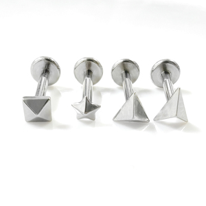 ASTM-F136 titane Zircon Piercing Tragus Helix Daith Lobe boucles <span class=keywords><strong>d</strong></span>'oreilles dos plat fil interne Labret - Product Image 3