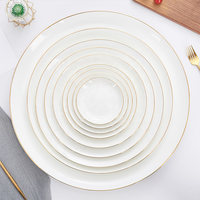 Assiette plate ronde en céramique blanche unie de luxe minimaliste de haute qualité pour la vente en gros, 6/8/9/10 pouces, plat de service pour dîner, pour hôtel et maison