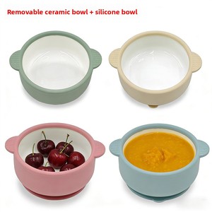 Plato de silicona para cenar, resistente a impactos, con ventosa, a prueba de golpes, juego de platos con compartimentos divididos, diseño fresco y lindo - Product Image 2