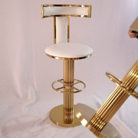 Tabouret de bar haut réglable en métal de luxe, minimaliste, avec dossier moderne en PU pivotant pour cuisine, bar à domicile, salle à manger, zone de négociation