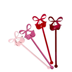 ที่คนค็อกเทลอะคริลิคสีชมพูแดงลายเชอร์รี่น้ำผึ้งและน้ำหวาน ของตกแต่งเค้กสำหรับงานวาเลนไทน์ ขนาด 15 ซม. อุปกรณ์เสริมสำหรับบาร์ - Product Image 2