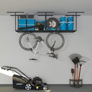 Customized Adjustable 4x8 Overhead Storage Rack Hanging Ceiling <strong>Shelving</strong> with Wire <strong>Mesh</strong> for Garage Lifted Ceiling Rack - Product Image 2