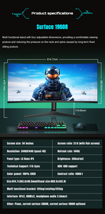 Écran LED courbe de 34 pouces <span class=keywords><strong>4K</strong></span> 75Hz LCD Moniteur de jeu sans bordure avec ports DP VGA et barre de rétroéclairage RVB - Product Image 6