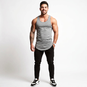 Wholesale V-neck Solid Breathable Knitted Gym <b>Vest</b> Workout Muscle <b>Stringer</b> Private Label <b>Men</b> Athletic Sleeveless Tank Tops - Product Image 1
