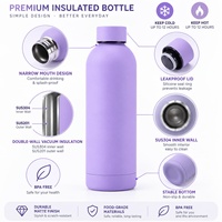 Botol Air Merah Mulut Sempit 500ml 750ml dengan Logo Kustom, Dinding Ganda Stainless Steel, Terisolasi Vakum, Termos dengan Tutup