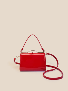 <strong>Red</strong> PU <strong>Leather</strong> Handbag Women Vintage Metal Frame Top Handle Crossbody Shoulder Bag Evening Clutch <strong>Purse</strong> - Product Image 1