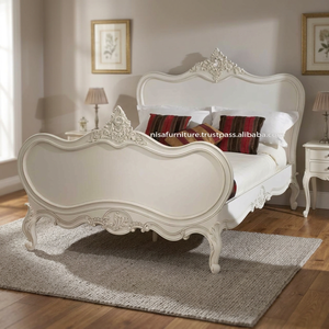 Modern Design Antique French Carved Wooden <b>Bed</b> <b>Frame</b> Solid Wood Mahogany <b>Queen</b> <b>Size</b> Bedroom Furniture Storage <b>Bed</b> Design Home - Product Image 3