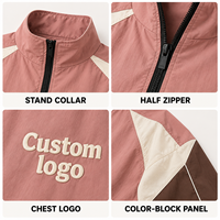 Survêtement Homme Personnalisé Color Block avec Col Zippé, Veste et Short Tissés, Logo Imprimé pour un Style Décontracté Quotidien