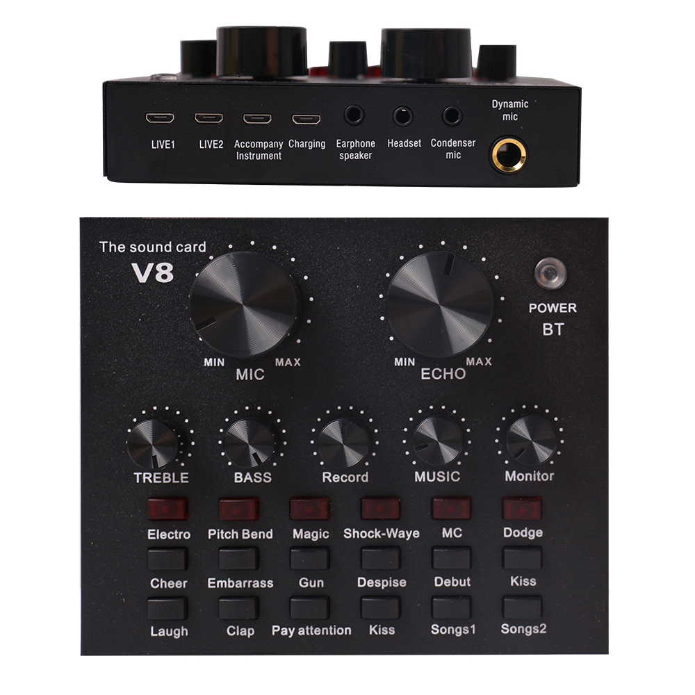 V8 USB для записи в реальном времени студийный звук многофункциональный компьютер Android микшер встряхивание вещания аудио интерфейс звуковая карта