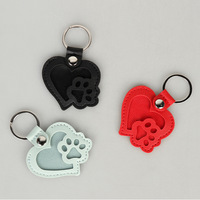 Porte-clés en cuir avec empreinte de patte de chien de dessin animé, souvenir de fourrure d'animal de compagnie, personnalisable, durable, pour ranger les poils d'animaux
